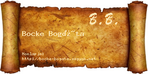 Bocke Bogáta névjegykártya